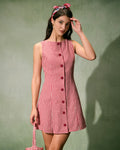 The Red Boat Neck Plaid Mini Dress